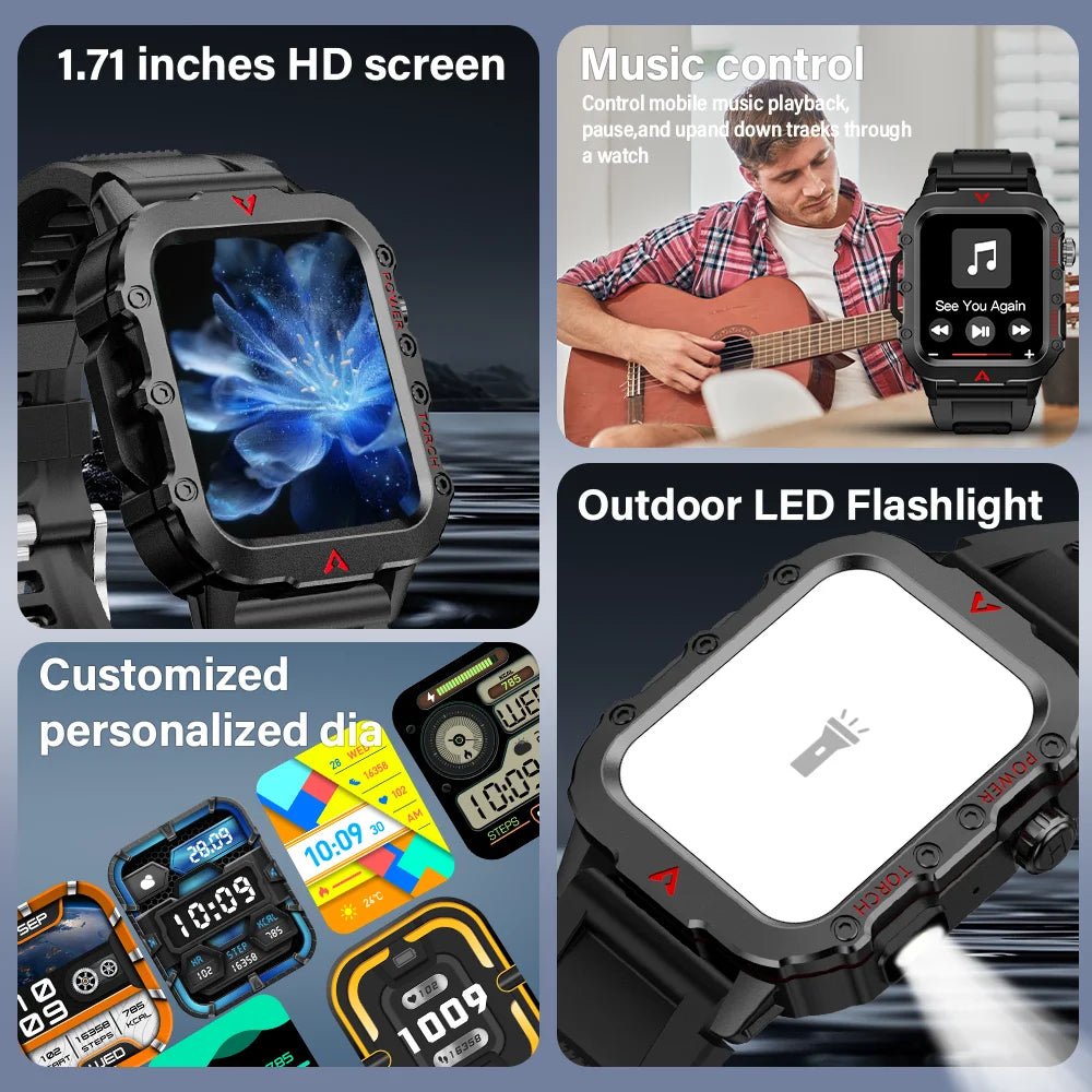 Outdoor 2.01-Inch Calling Smartwatch with Flashlight