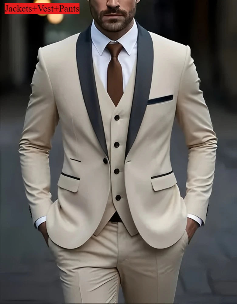 Men's Slim-Fit Notched Lapel Suit Set — product view