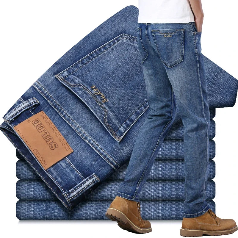 Men's Slim Fit Stretch Denim Jeans - Business Casual Style — product view