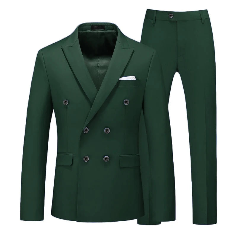 Men's 2-Piece Slim Fit Double-Breasted Peak Lapel Suit Set — product view