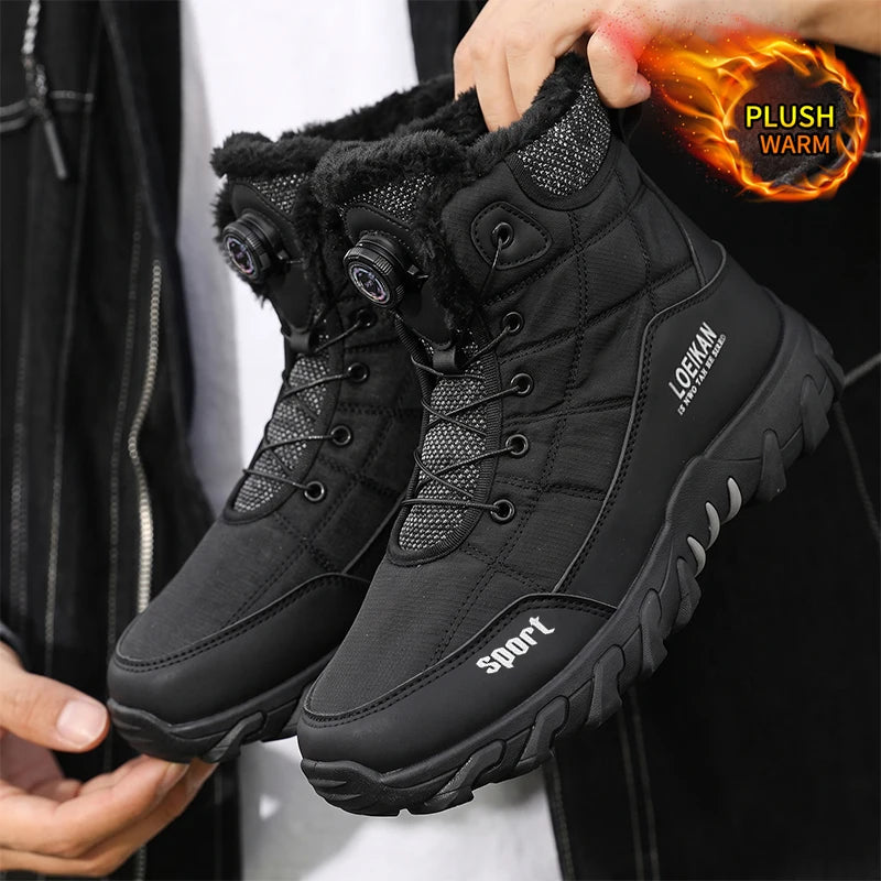 Bottes montantes pour hommes à fermeture à cadran doublées de flanelle