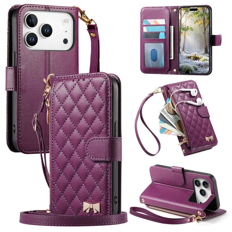 Magnetic Crossbody Zipper Wallet Phone Case for iPhone 14 Pro, iPhone 14 Plus, iPhone 14, iPhone 13 Pro Max, iPhone 13 Pro, iPhone 13, iPhone 12 Pro Max, iPhone 12 Pro, iPhone 12, iPhone 18 Pro Max, iPhone 18 Pro, iPhone 18 & More Models