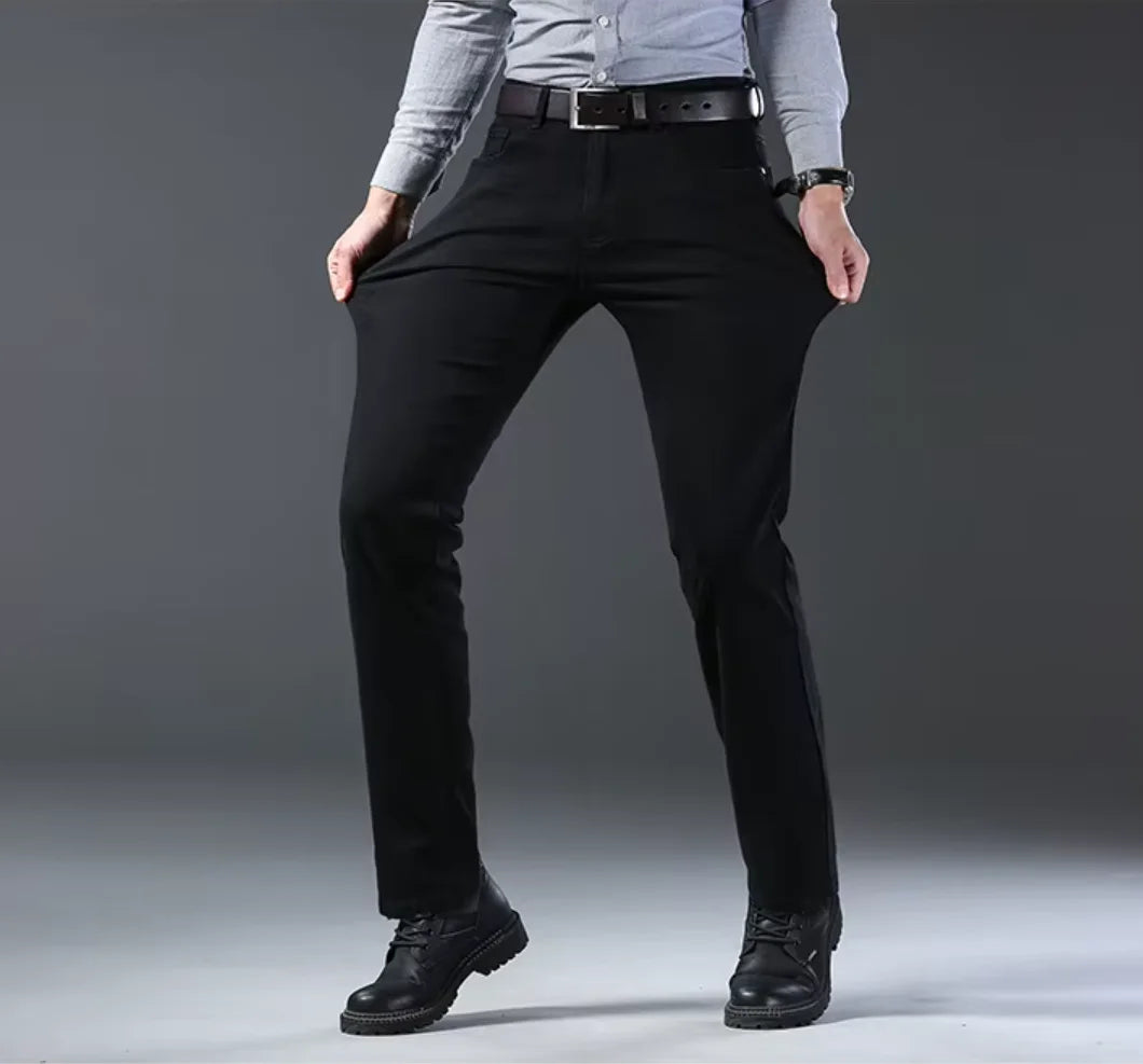 Men's Blue Straight-Leg Stretch Denim Jeans - Lightweight — product view