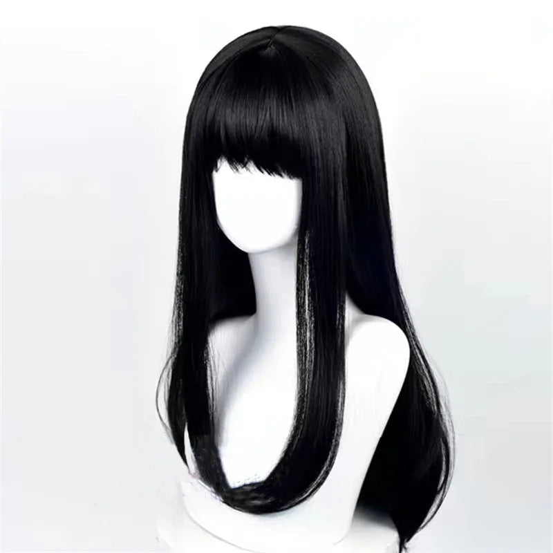 Women's Black Straight Synthetic Wig — product view