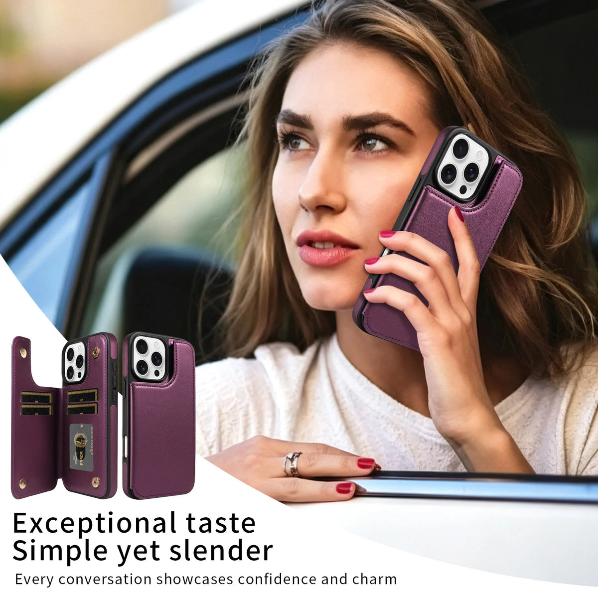 Flip Wallet Phone Case with Card Slots for iPhone 17 Pro, iPhone 17, iPhone 17 Pro Max, iPhone 17e, iPhone 16 Plus, iPhone 16, iPhone 16e, iPhone 16 Pro, iPhone 15 Pro, iPhone 15 Pro Max, iPhone 16 Pro Max, iPhone 15 & More Models