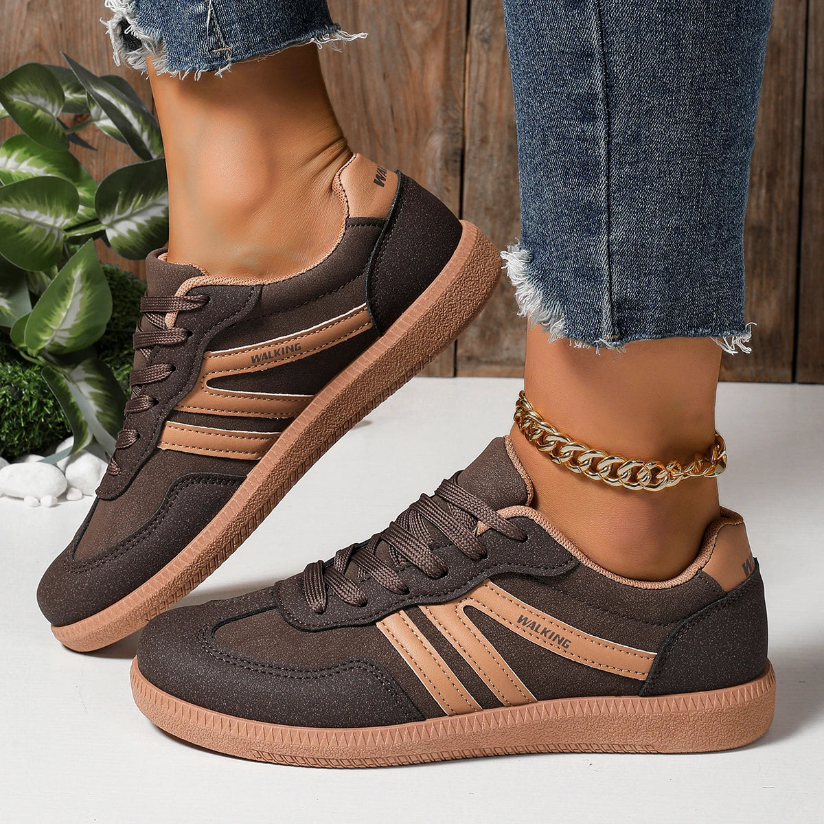 Women's Brown Round-Toe Casual Shoes — product view