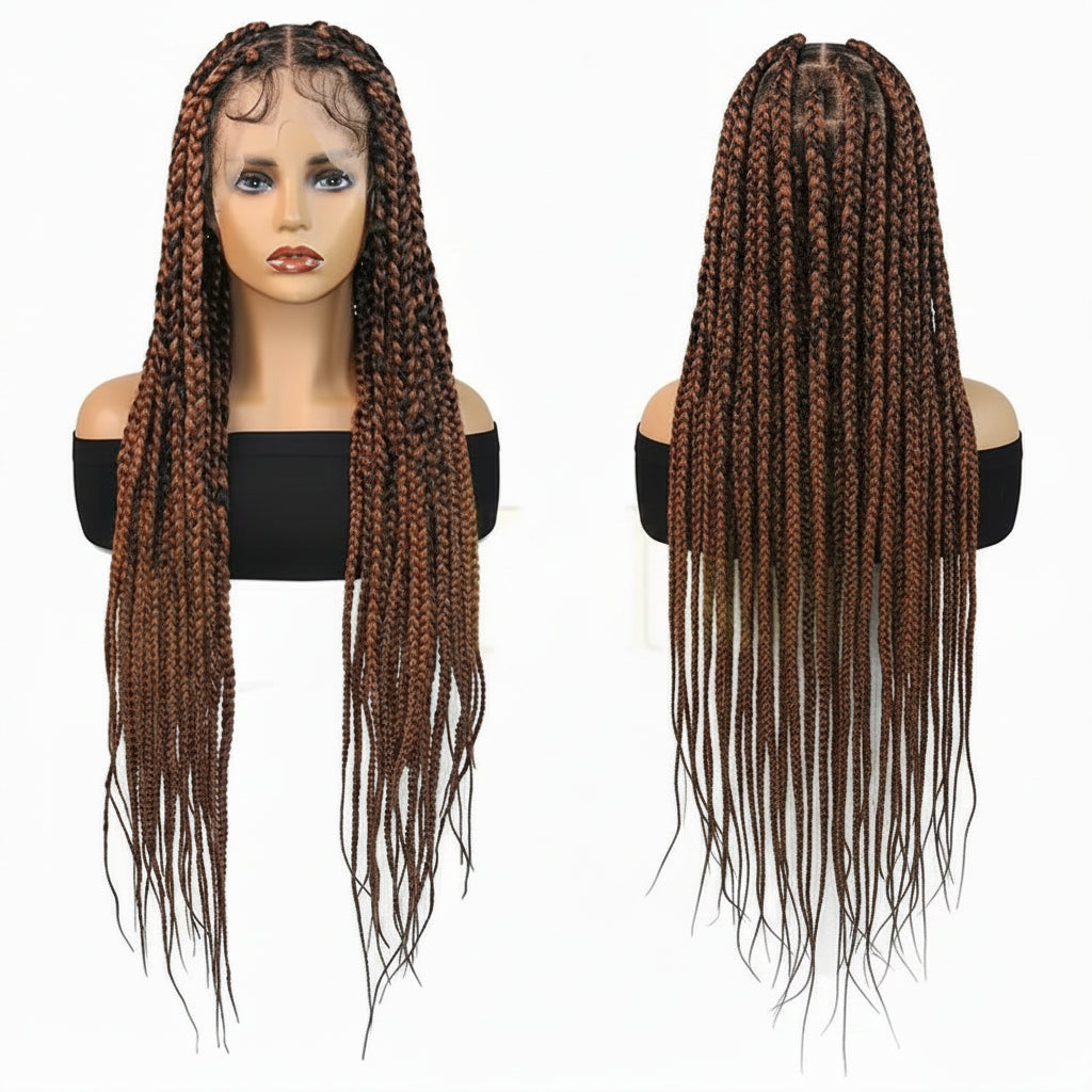 Synthetic Jumbo Box Braided Wig 1b27 Knotless Box Braids Lace Wig - OSASCO