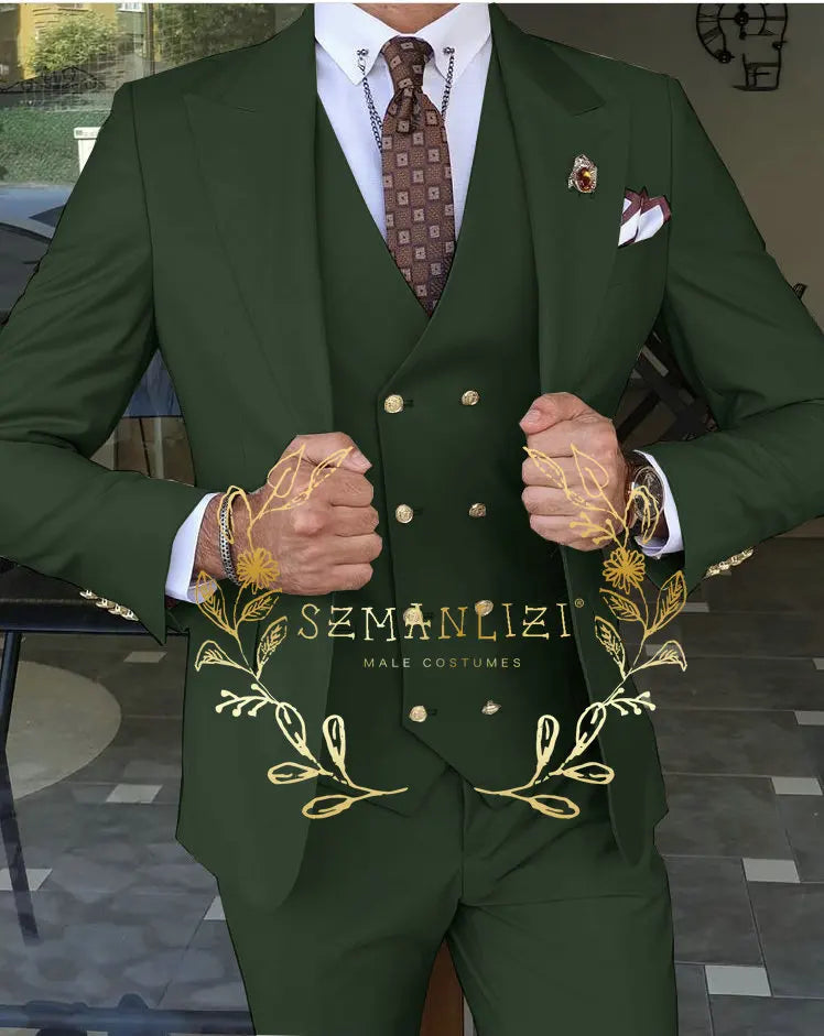 Men's Beige 3-Piece Suit Set — product view