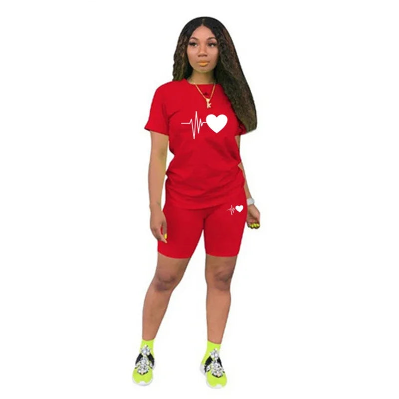 Women's Heart Print Casual T-Shirt
