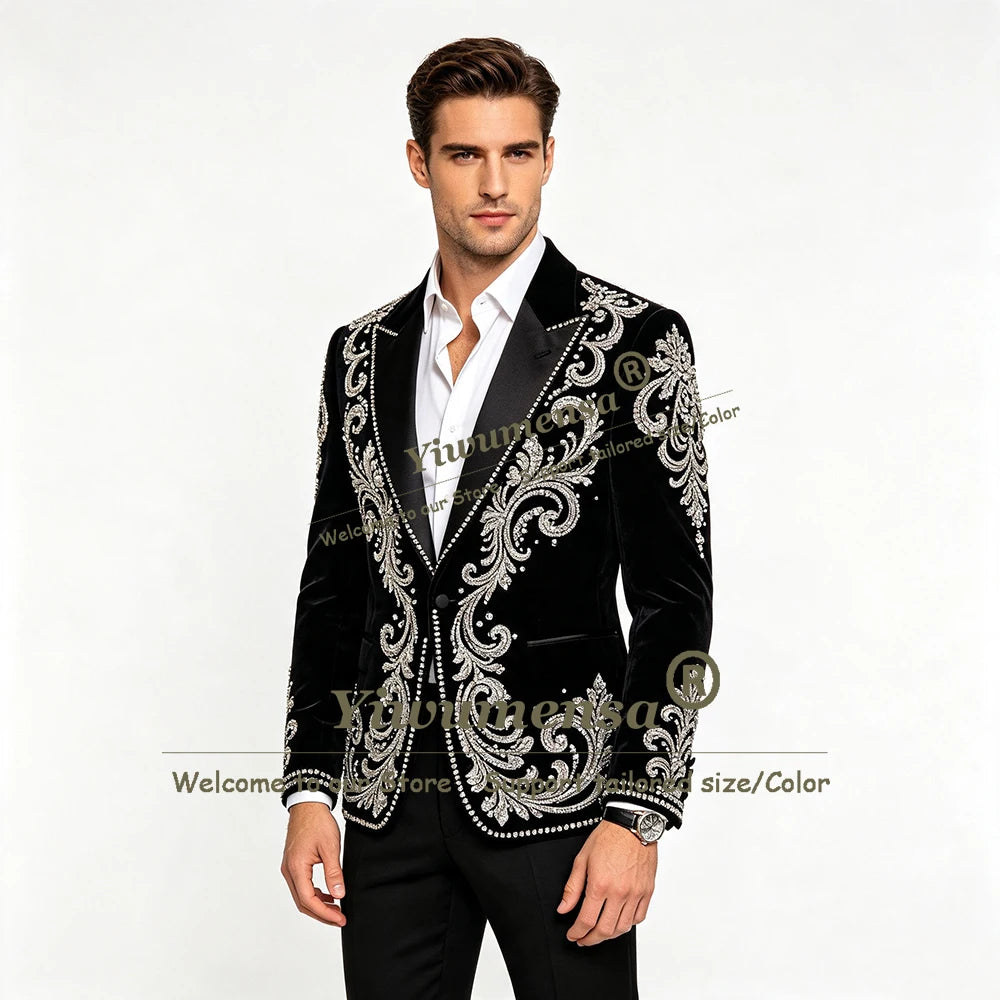 Men's Velvet 2-Piece Slim Fit Suit Set — product view