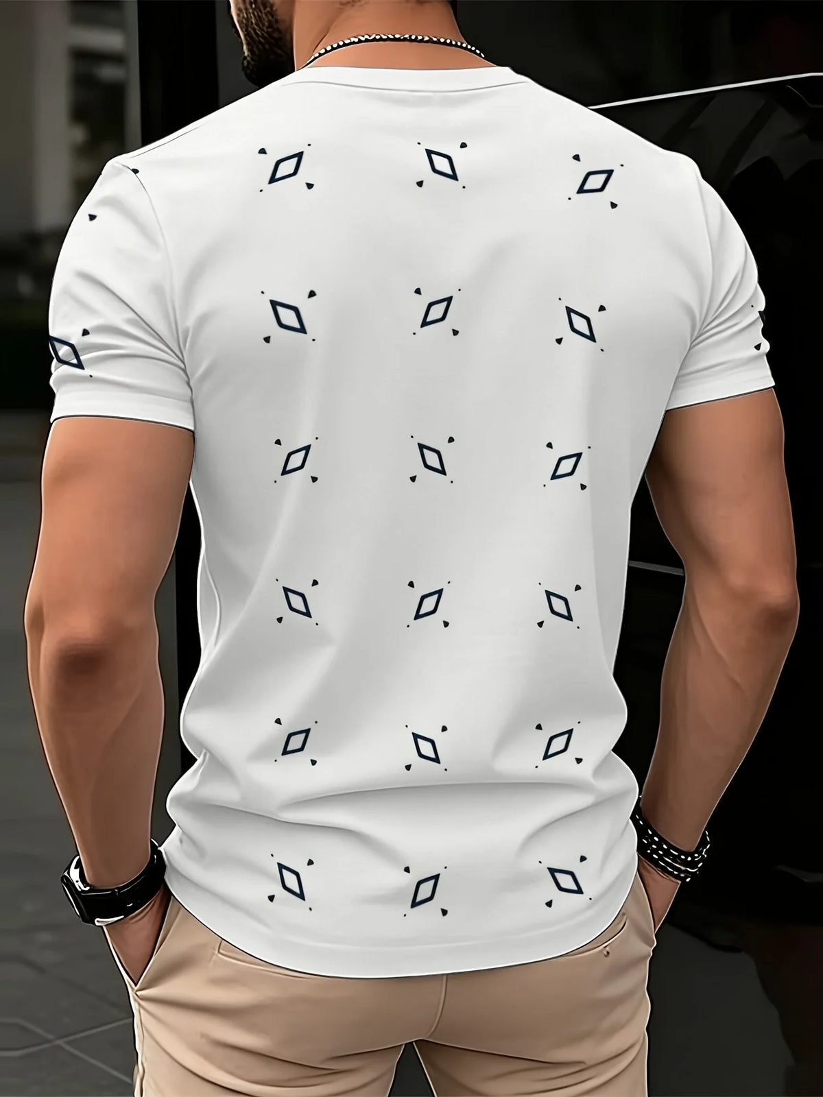 Men's Graphic Print V-Neck T-Shirt