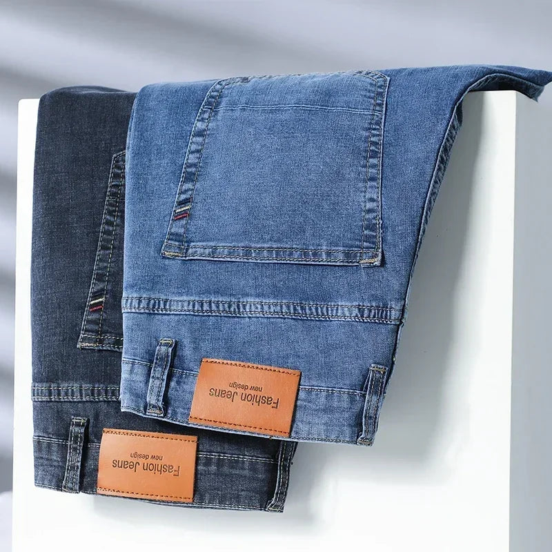 Men's Gray Regular Fit Stretch Denim Jeans — product view