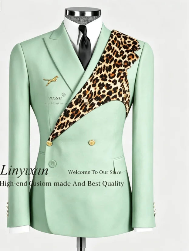 Men's Leopard Print 2-Piece Slim Fit Suit Set — product view