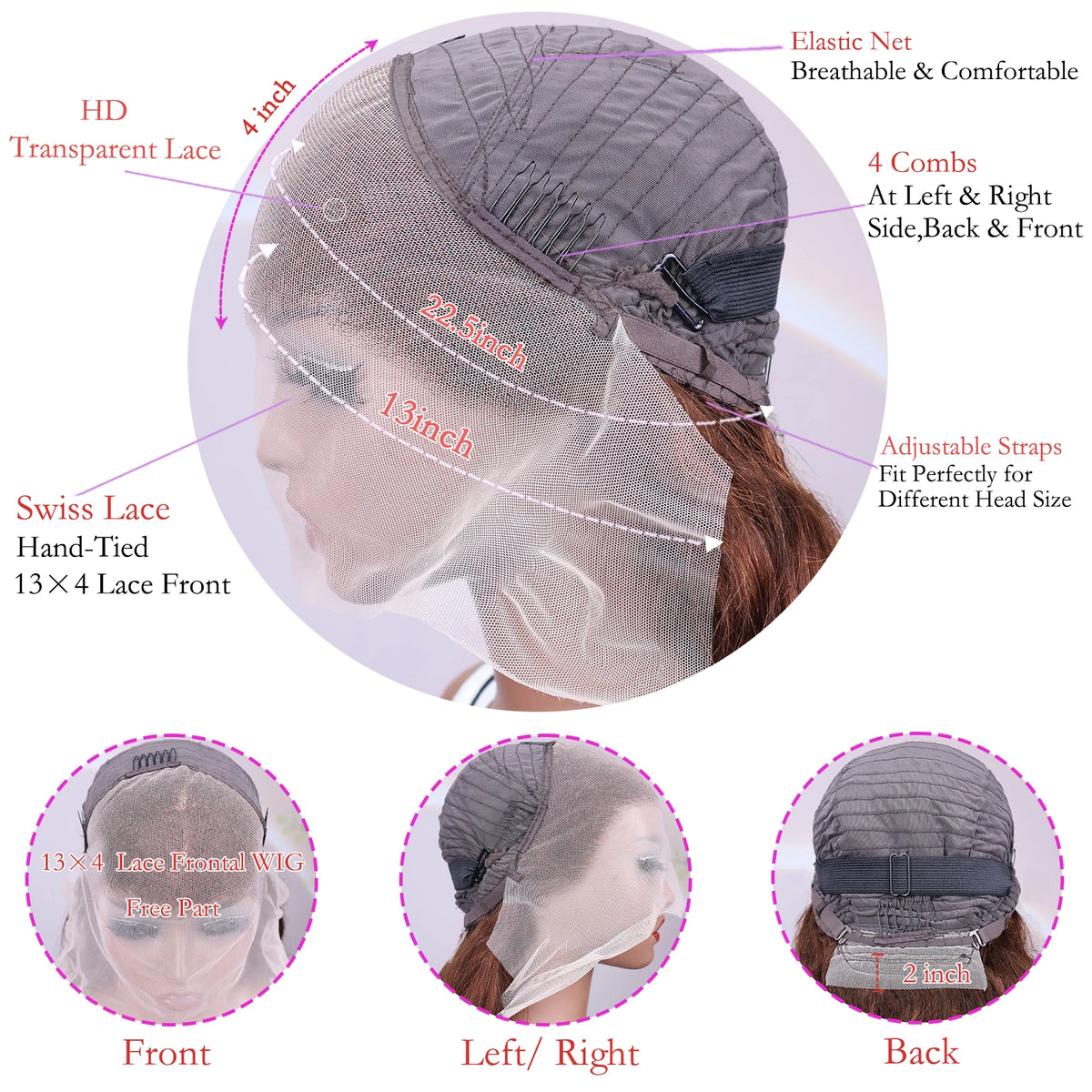 Chocolate Brown Body Wave Lace Wig — product view