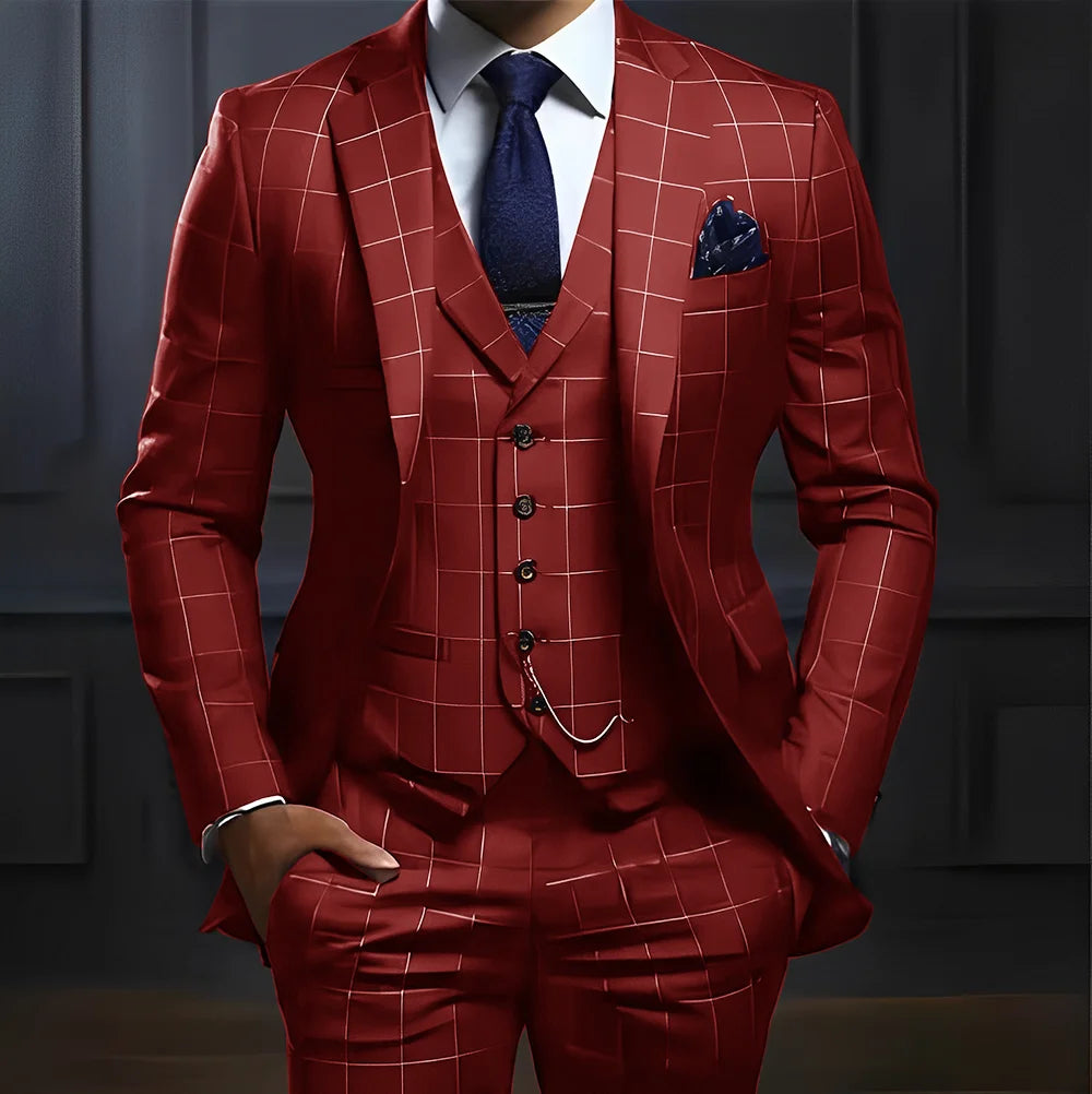 Men's Plaid 3-Piece Suit Set — product view