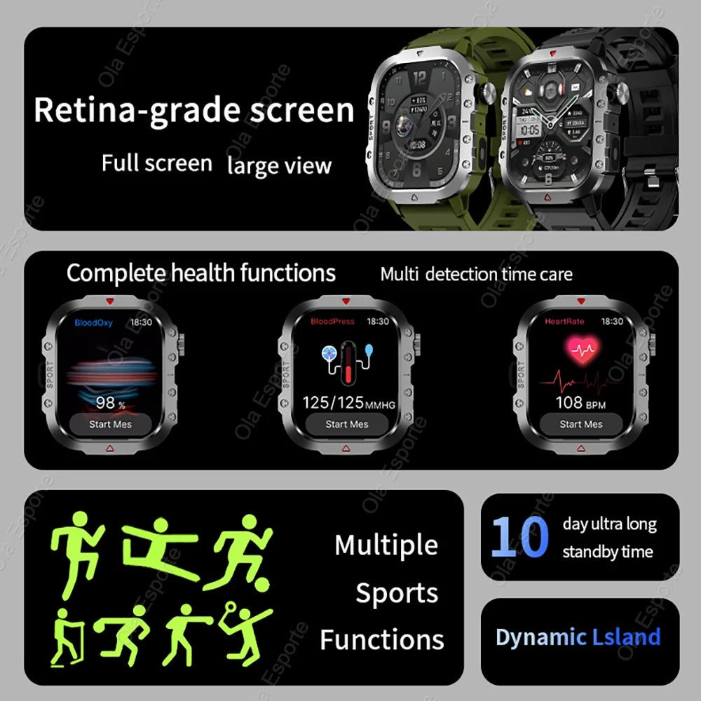 Outdoor 2.01-Inch Calling Smartwatch with Flashlight