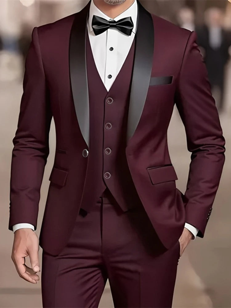 Men's Slim-Fit Notched Lapel Suit Set — product view
