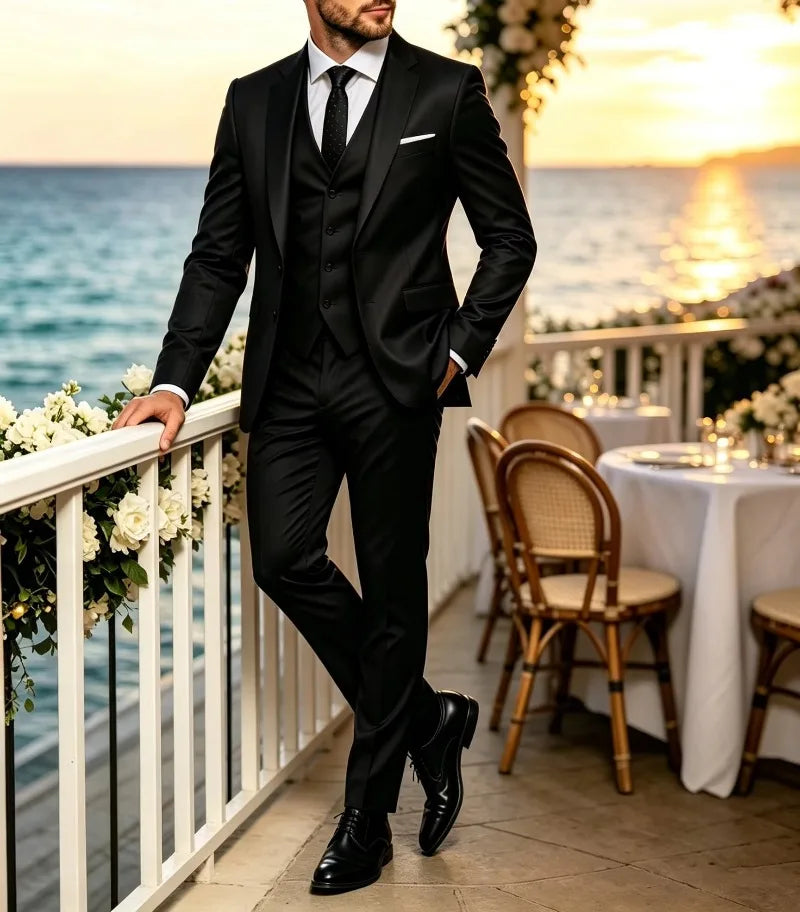 Men's Notch-Lapel Three-Piece Suit