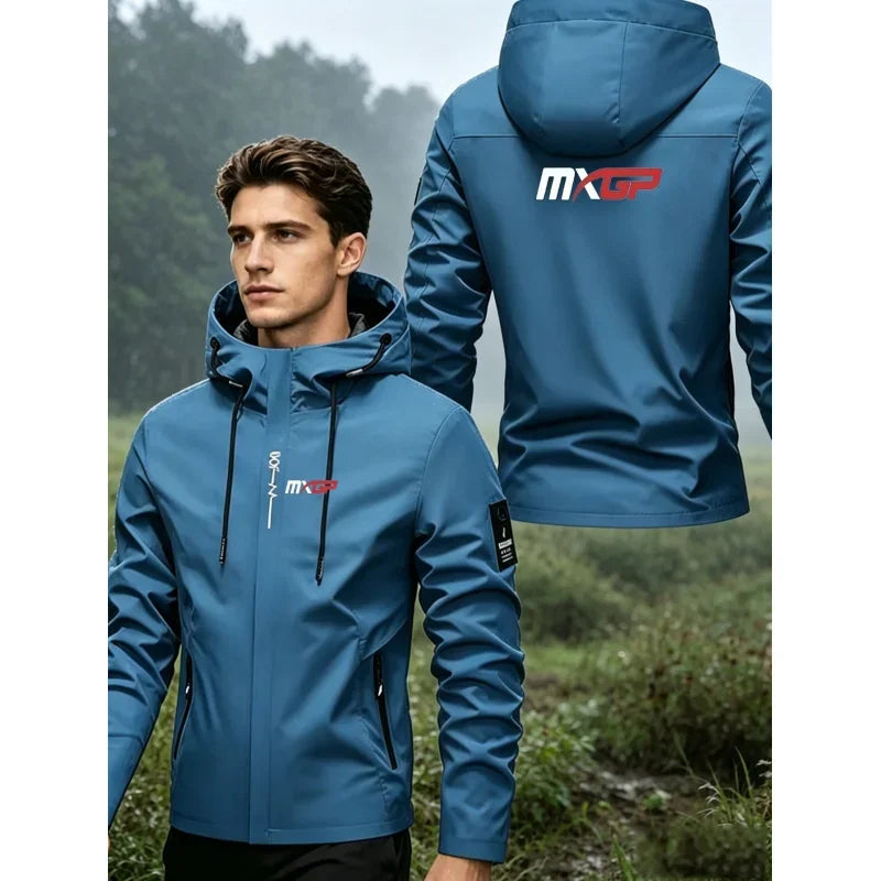 Men's Graphic Print Hooded Zip-Up Jacket