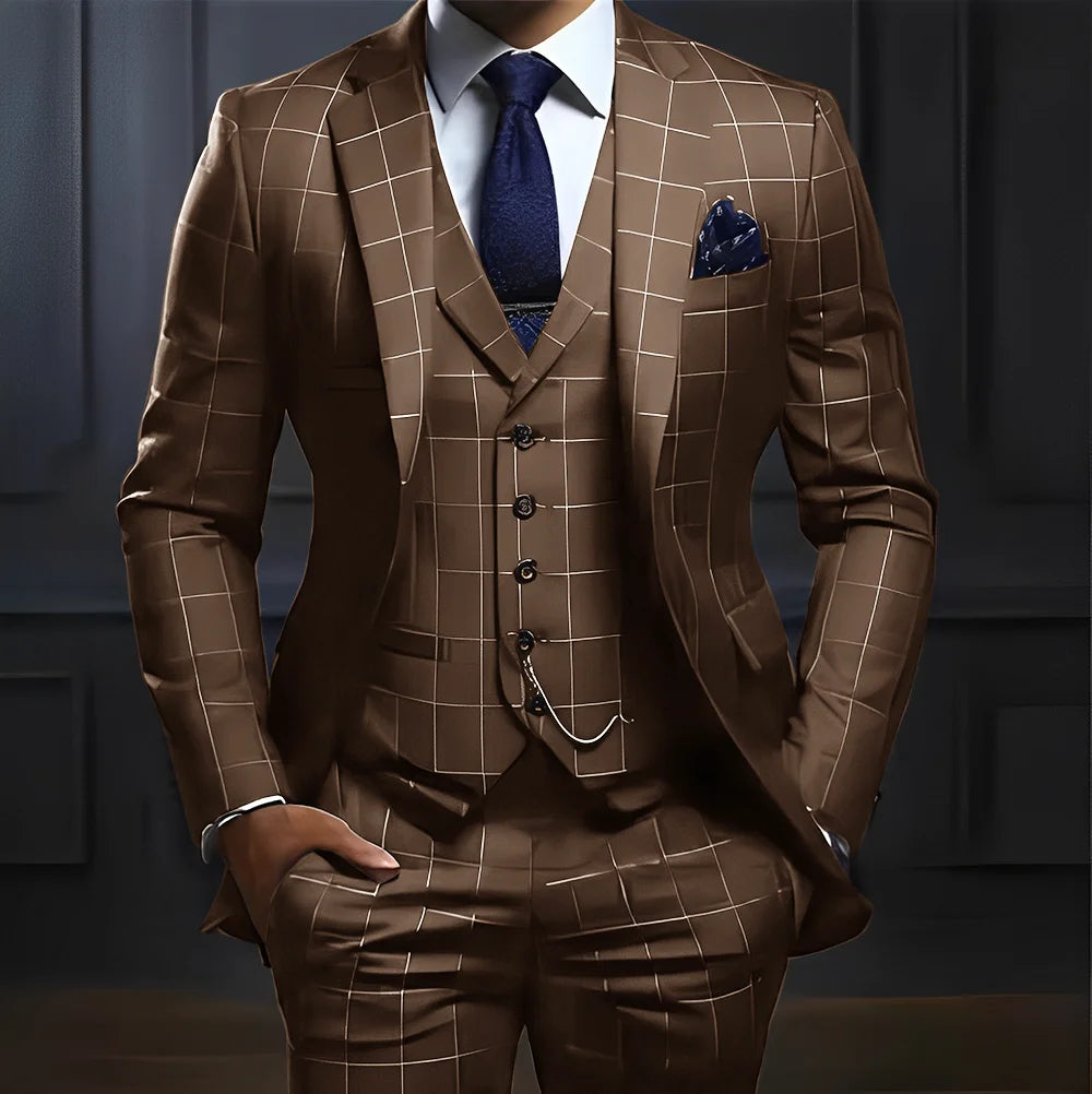 Men's Plaid 3-Piece Suit Set — product view