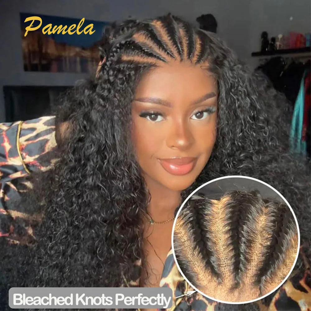 Handmade Pre Braided Wig Pre Plucked Pre Bleached Cornrows with Curly - OSASCO