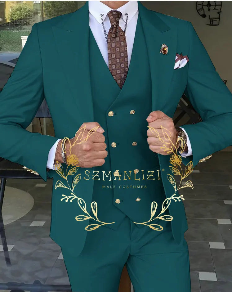 Men's Beige 3-Piece Suit Set — product view