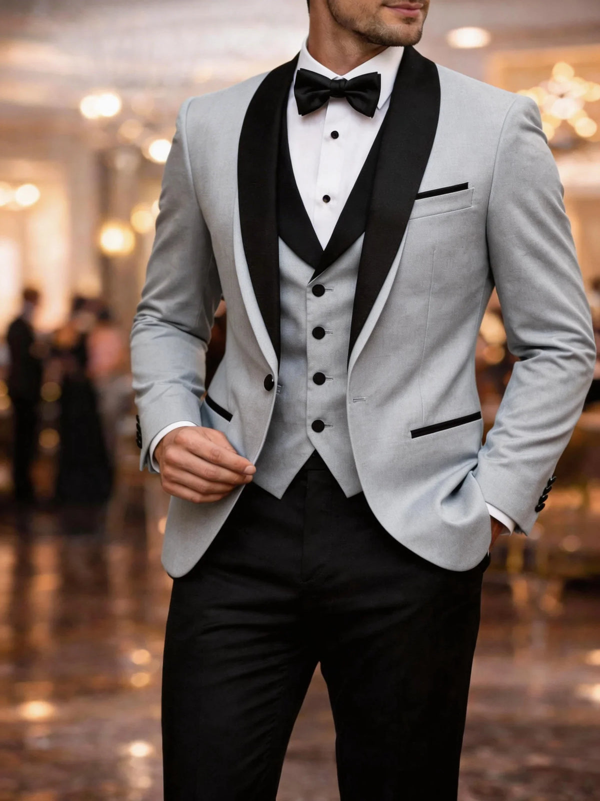 Men's Colour-Block Three-Piece Suit