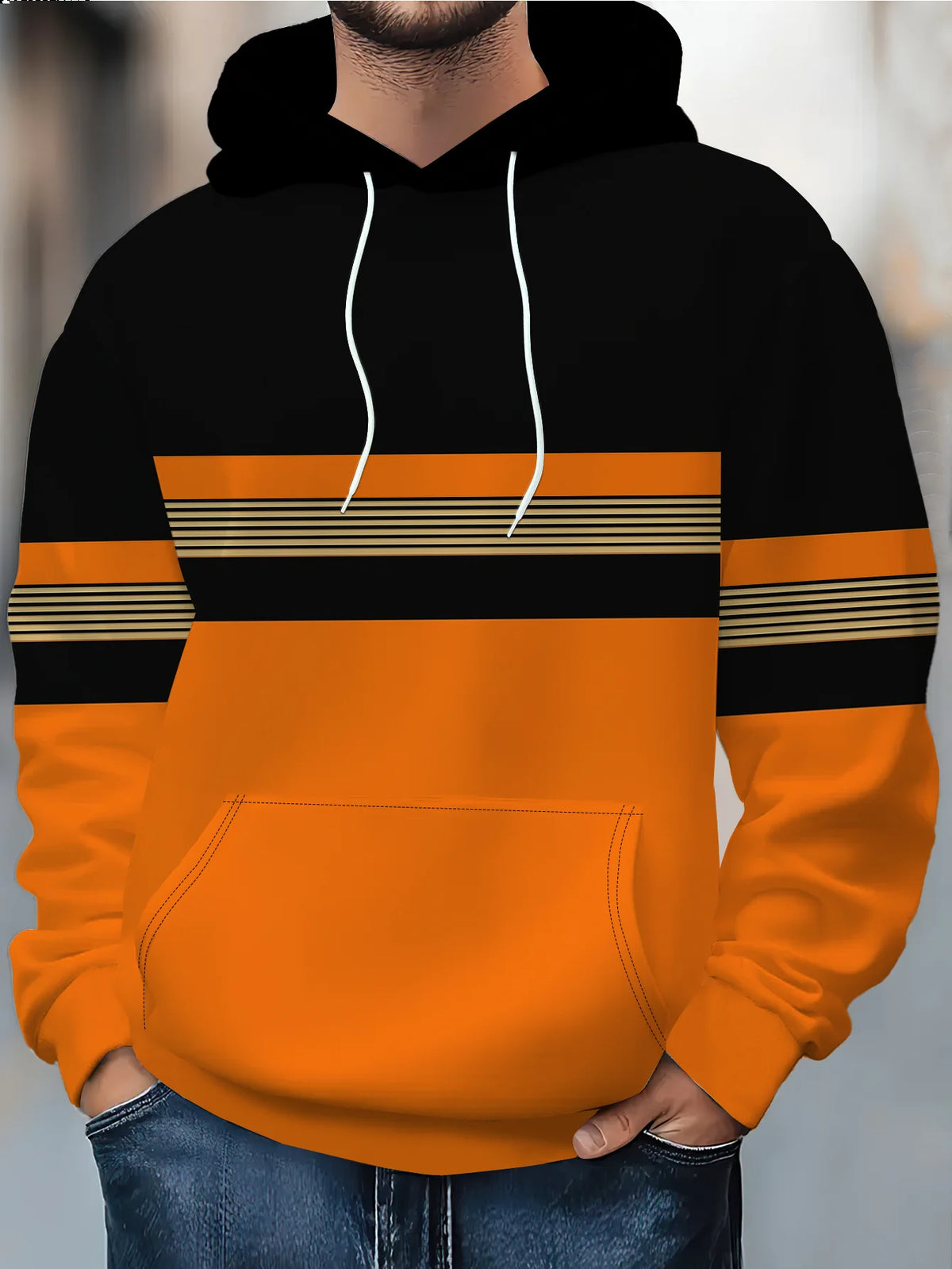 Men's Striped Casual Hoodie