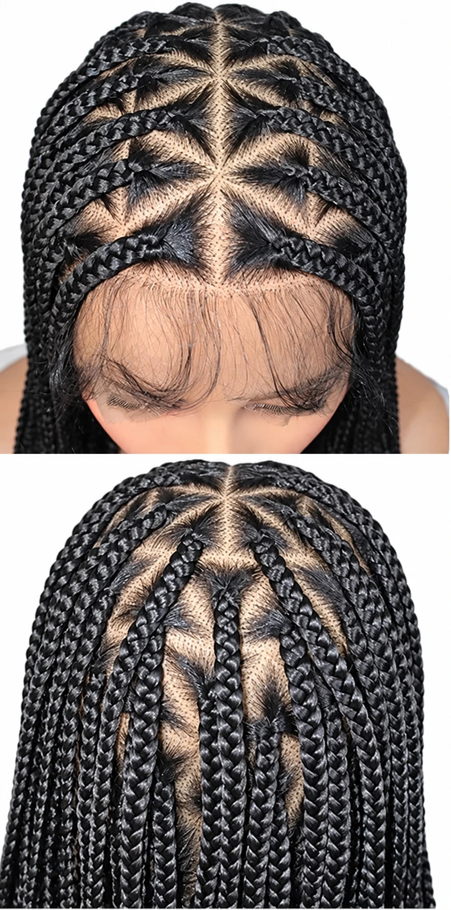 Synthetic Triangle Braids Hair Wig Full Lace Braided Wig Knotless Box - OSASCO