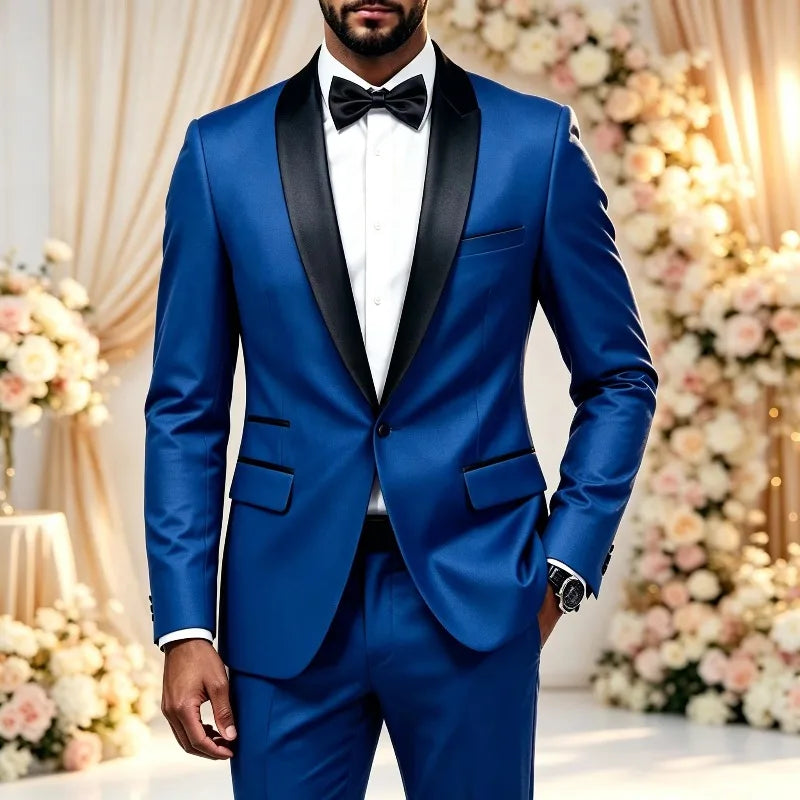 Men's Solid-Colour Two-Piece Wedding Suit