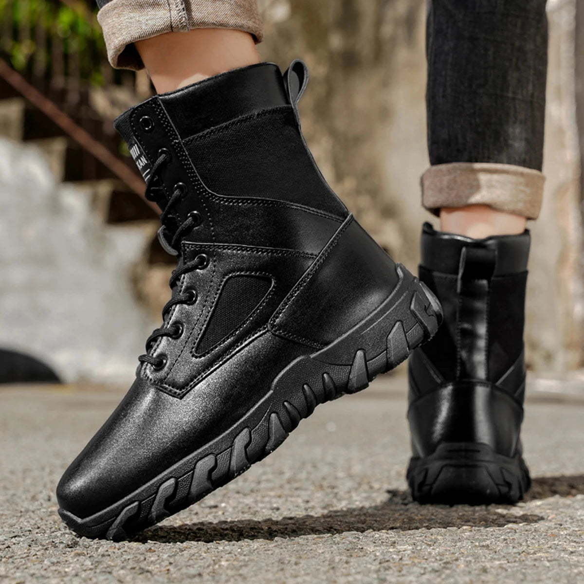 Bottines camouflage à lacets pour homme