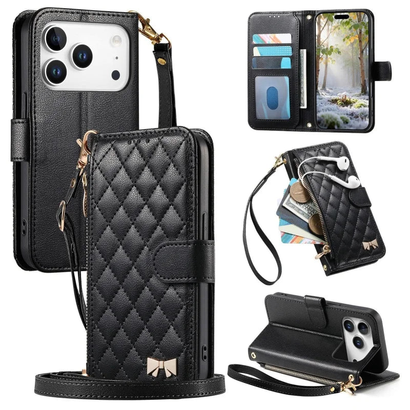 Magnetic Crossbody Zipper Wallet Phone Case for iPhone 14 Pro, iPhone 14 Plus, iPhone 14, iPhone 13 Pro Max, iPhone 13 Pro, iPhone 13, iPhone 12 Pro Max, iPhone 12 Pro, iPhone 12, iPhone 18 Pro Max, iPhone 18 Pro, iPhone 18 & More Models