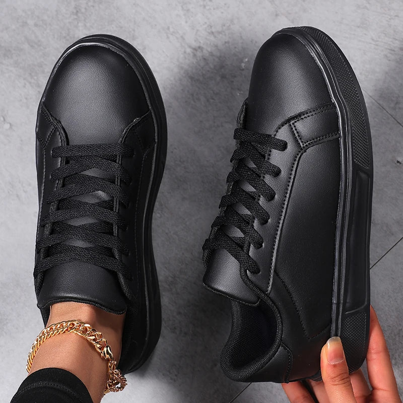 White PU Business Casual Sneakers — product view