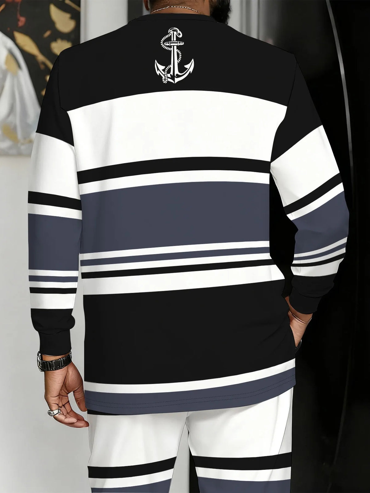 Men's Striped Sweatshirt & Pants Set