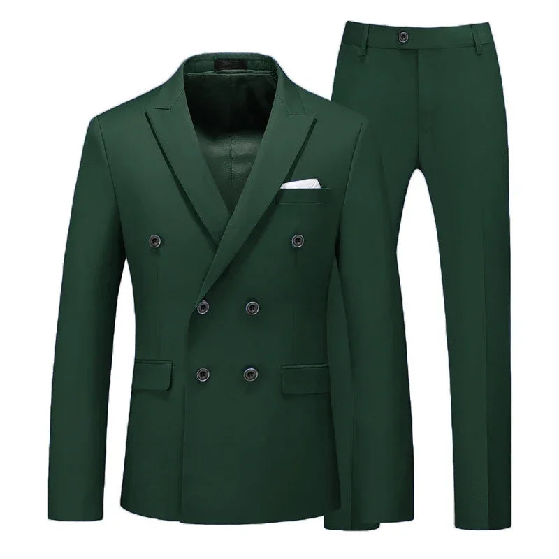 Men's 2-Piece Slim Fit Double-Breasted Peak Lapel Suit Set — product view