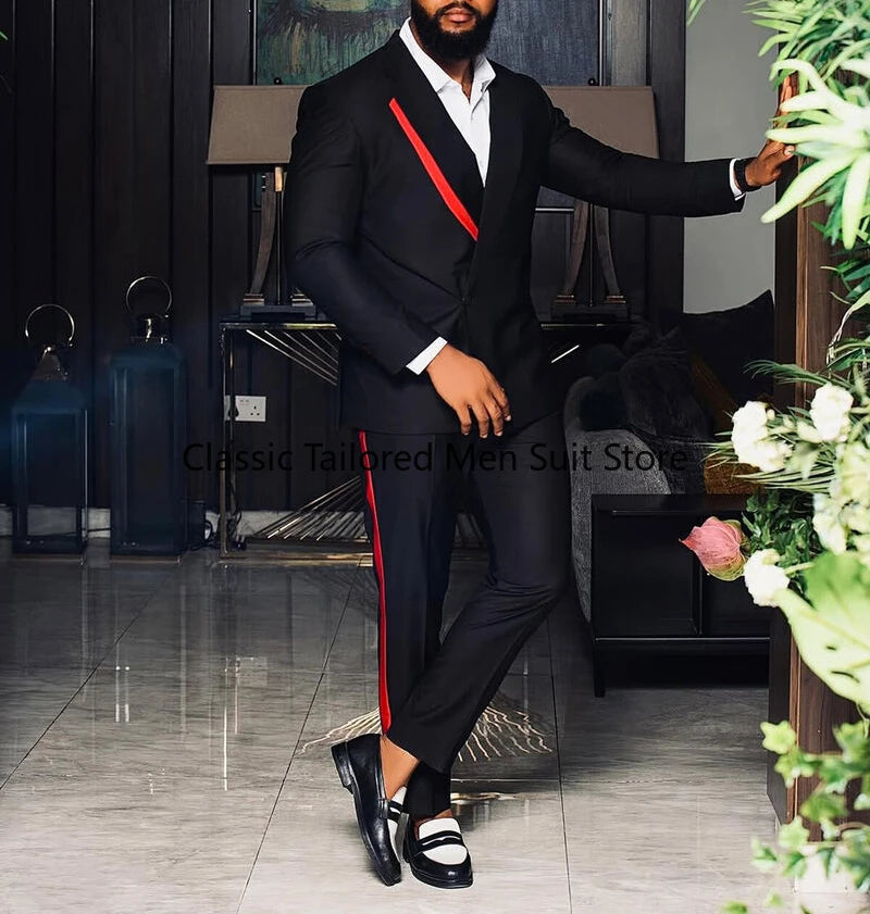 Men's Black 2-Piece Slim Fit Shawl Lapel Suit Set — product view