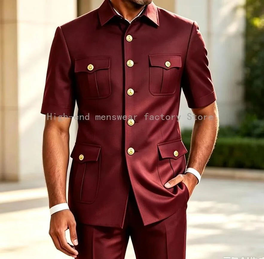 Men's Brown 2-Piece Slim Fit Suit Set — product view