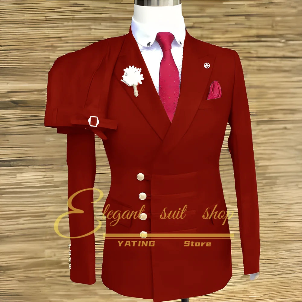 Men's Double-Breasted Two-Piece Suit Set — product view