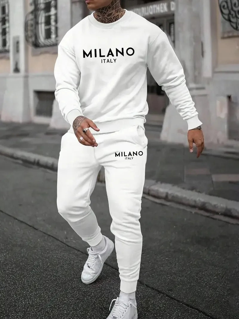 Men's Letter Print Hoodie & Pants Set