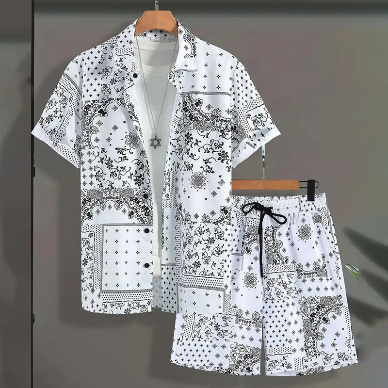 Men's Animal Print Top & Shorts Set