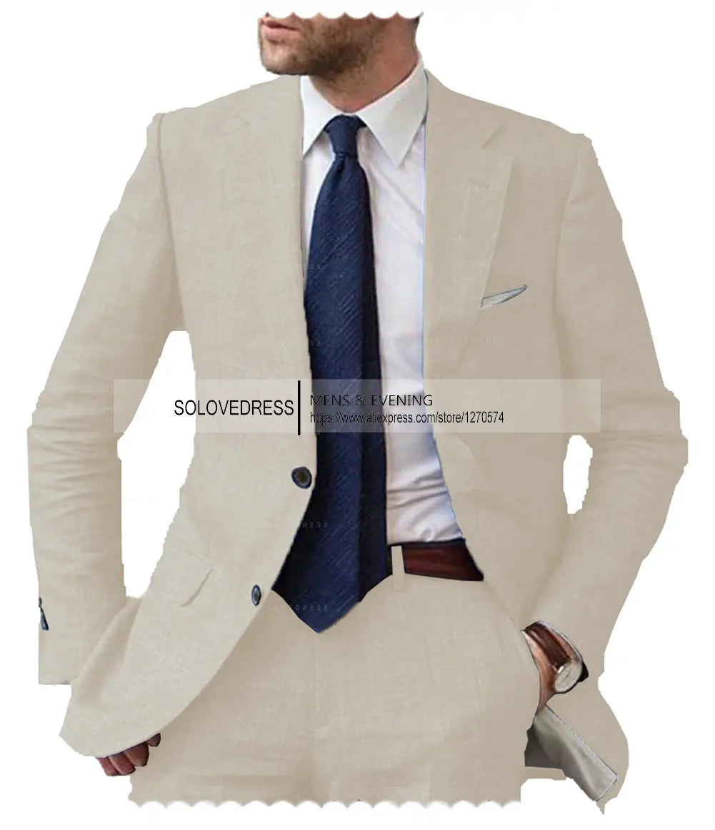 Men's Linen Slim-Fit Suit Set — product view
