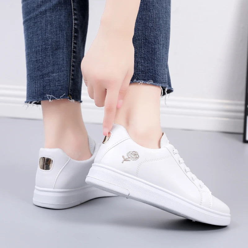Women's Embroidered Lace-Up Sneakers — product view
