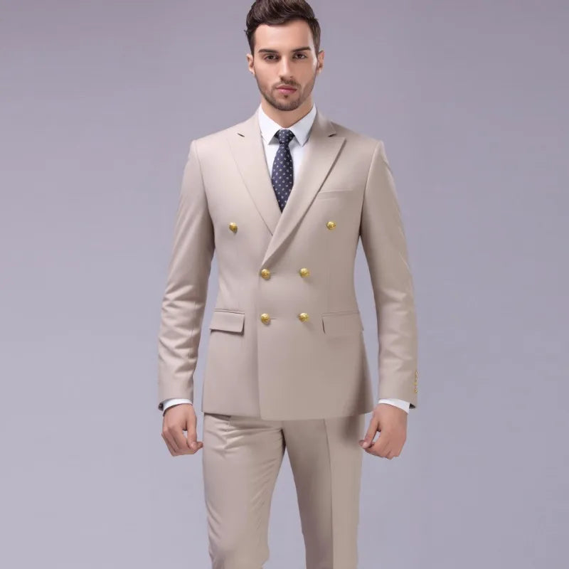 Men's Slim Fit Double-Breasted Two-Piece Suit