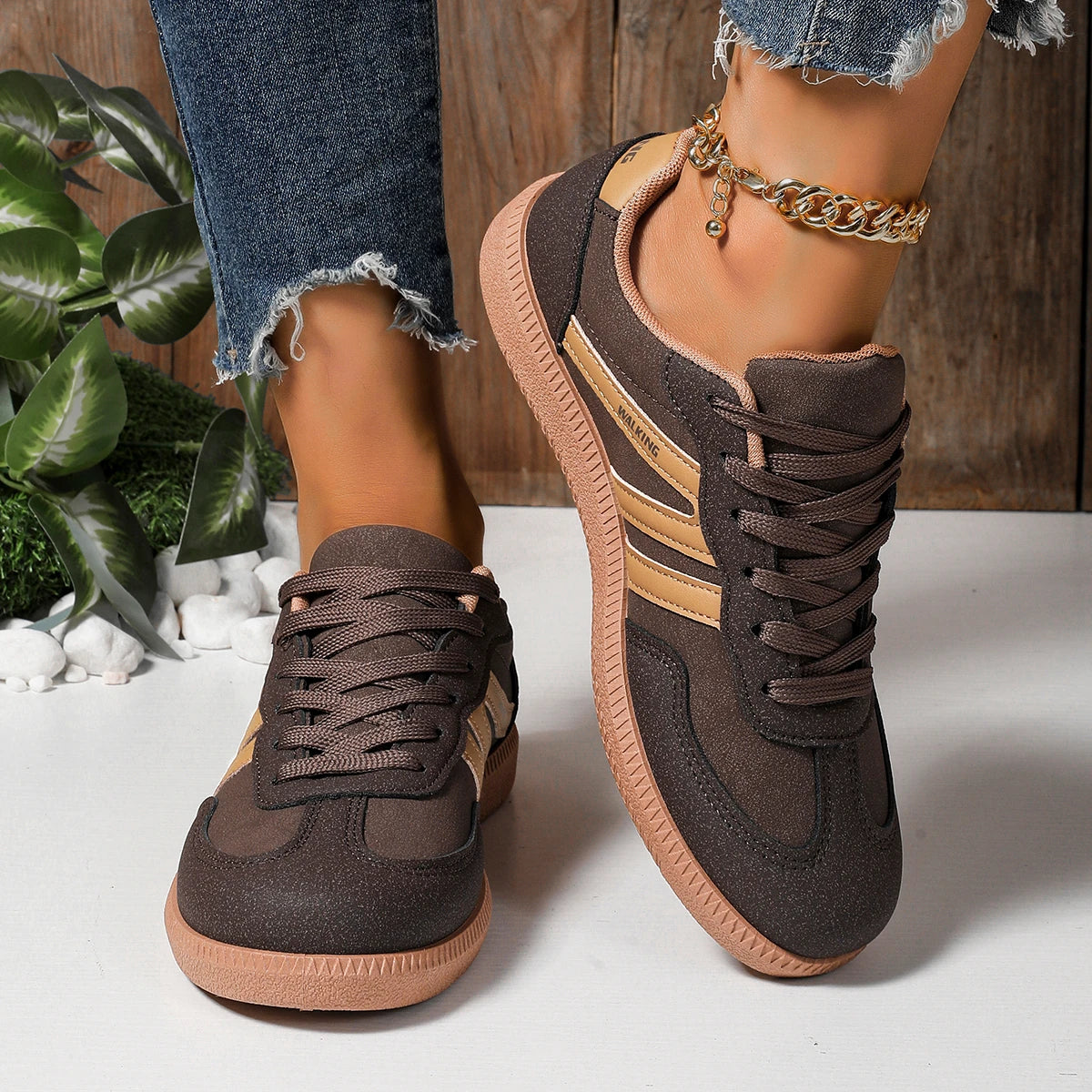 Women's Brown Round-Toe Casual Shoes — product view