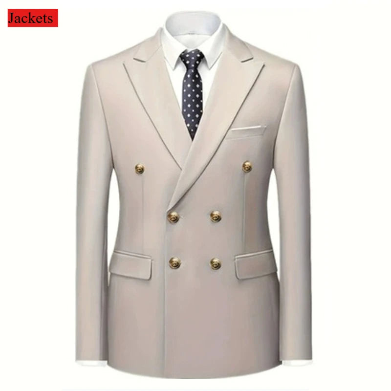 Men's Double-Breasted Suit with Gold-Tone Buttons