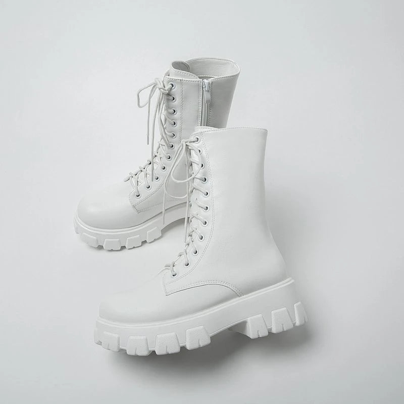 Women's Mid-Calf Lace-Up Platform Boots — product view