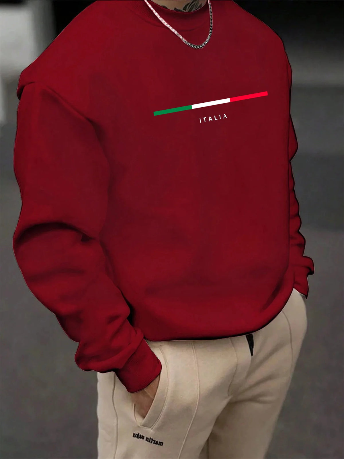 Men's Letter Print Crew-Neck Sweatshirt