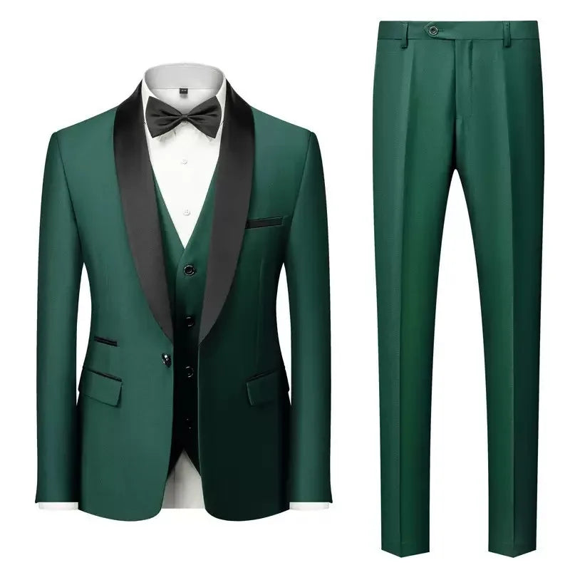 Men's Black Slim Fit Three-Piece Suit