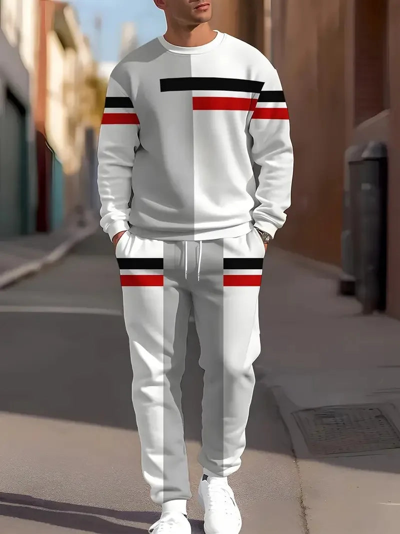 Men's Striped Sweatshirt & Pants Set