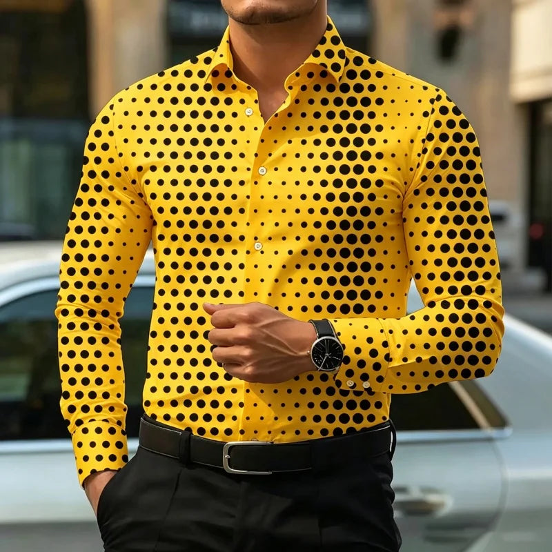 Men's Graphic Print Long-Sleeve Casual Shirt